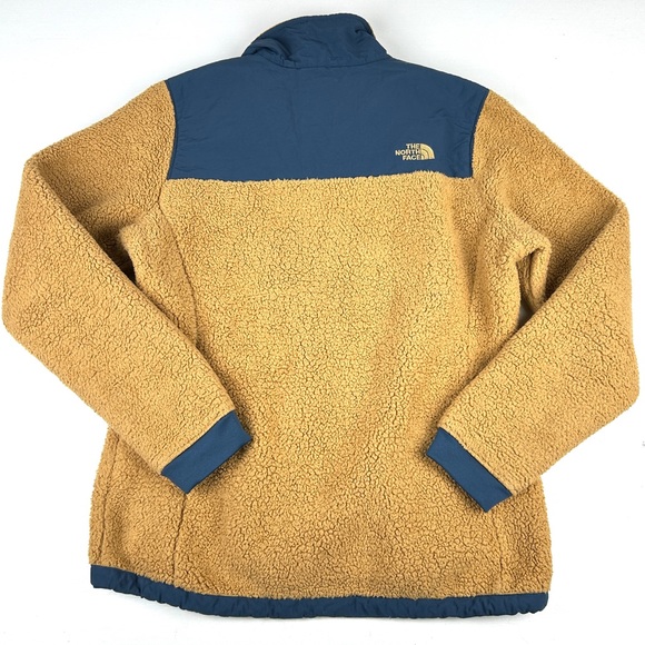 The North Face Deep Pile Jacket Fleece Full Zip Womens Size Medium Brown Blue - Picture 2 of 7